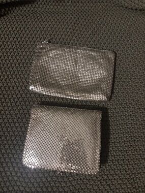 silver metal mesh folding wallet and small bag set